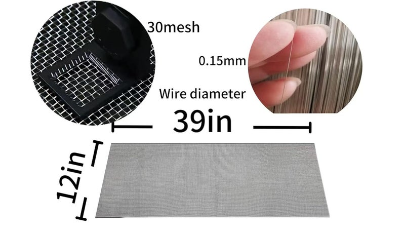 MSJSZP 30 Mesh Stainless Steel Mesh Screen - 30cm×100cm Rodent Proof Wire Mesh, Rust-Resistant Metal Mesh for Vent/Pipe/Wall Gap Sealing, Pest Control Barrier for Home Kitchen Garage - Image 2